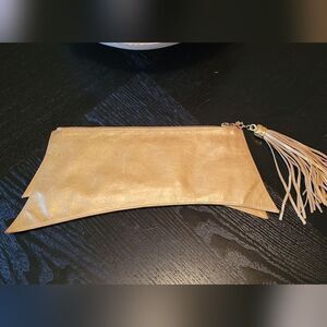 Gold clutch bag